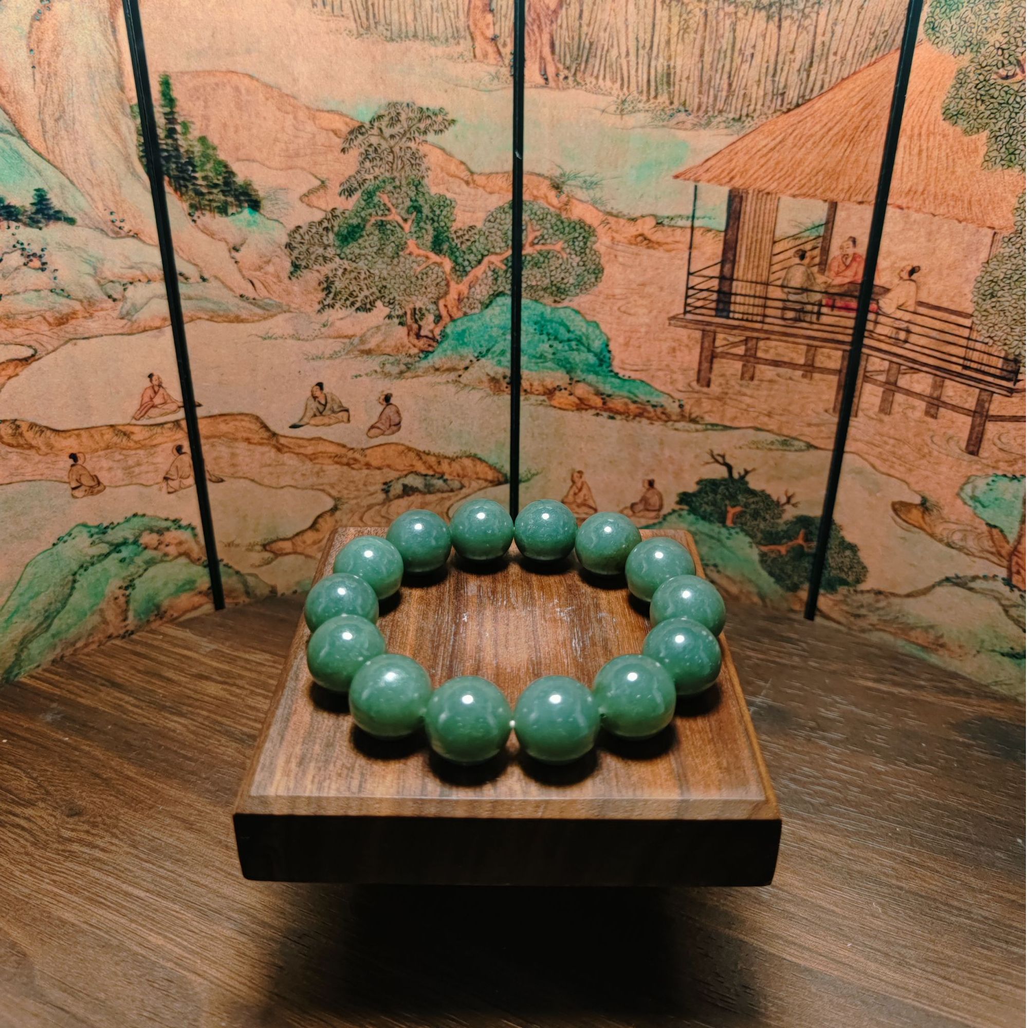 I和田玉且末圆珠手串（卡16）0659