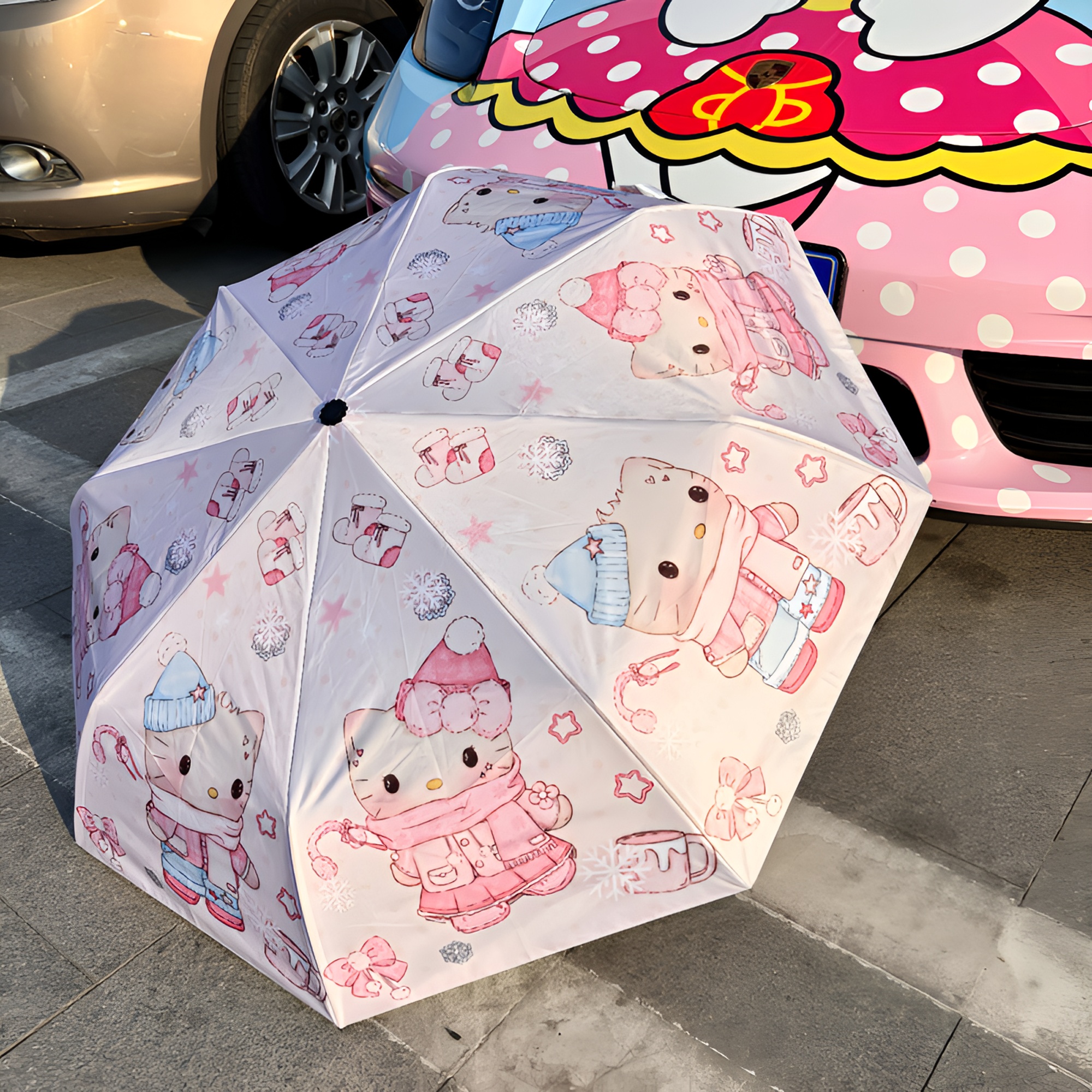 小七杂货屋冬日情侣全自动晴雨两用黑胶双层防晒折叠伞学生适用