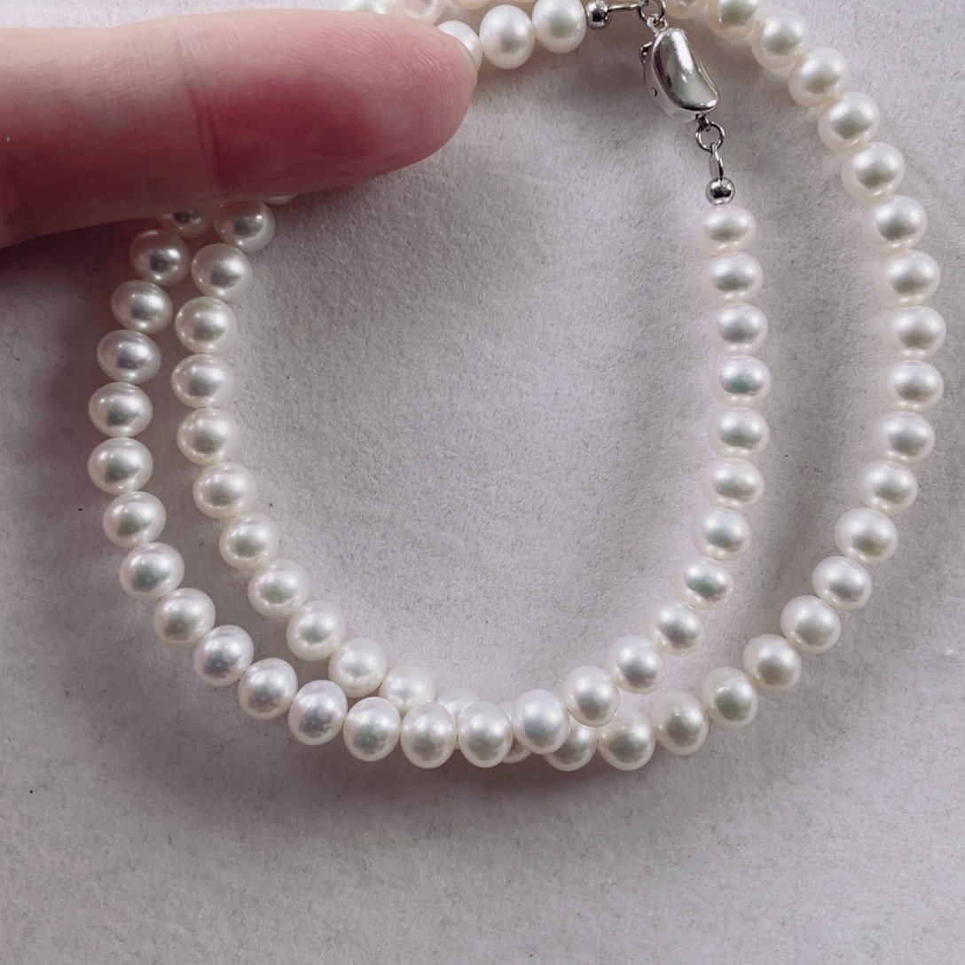 银S925镶嵌淡水珍珠颈饰40公分