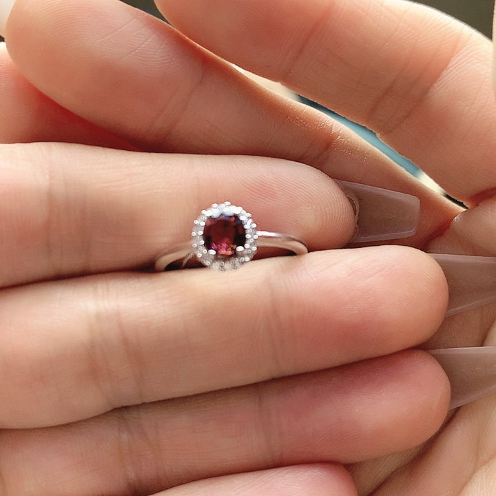 碧玺戒指银S925镶嵌纯天然