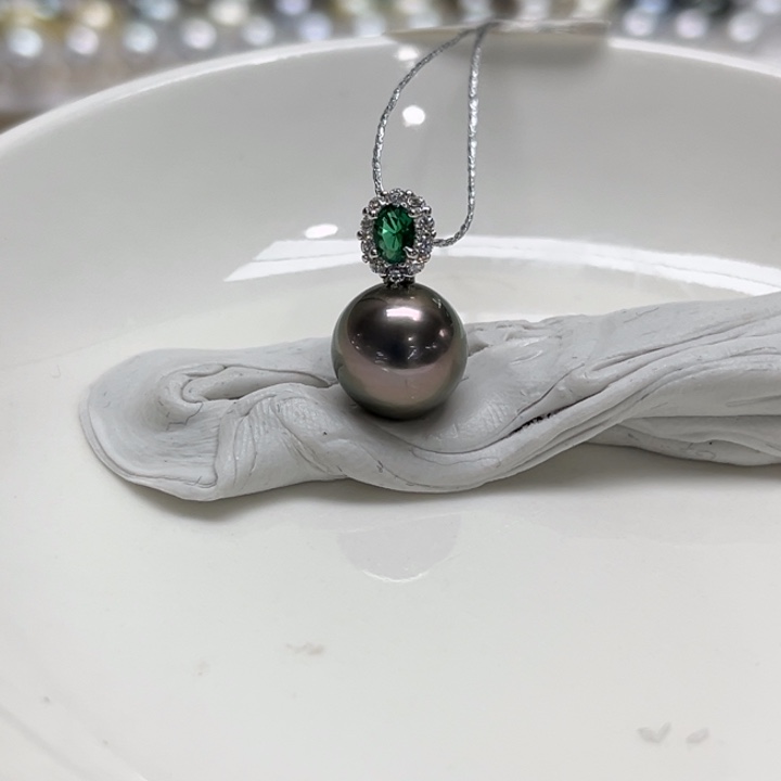 银S925镶嵌吊坠(不含链)海水珍珠9-10mm50号