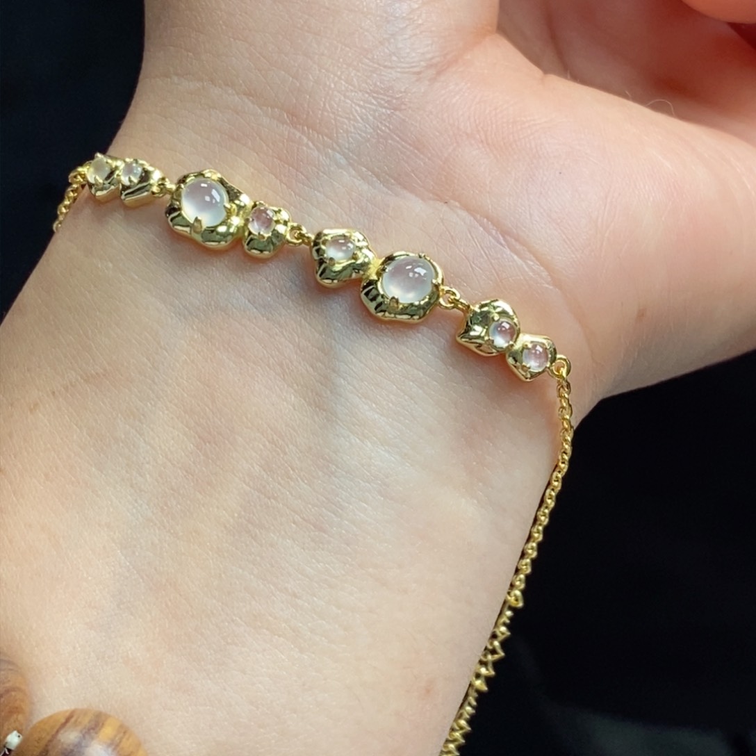 银S925镶嵌手链翡翠FL翡翠a货手链