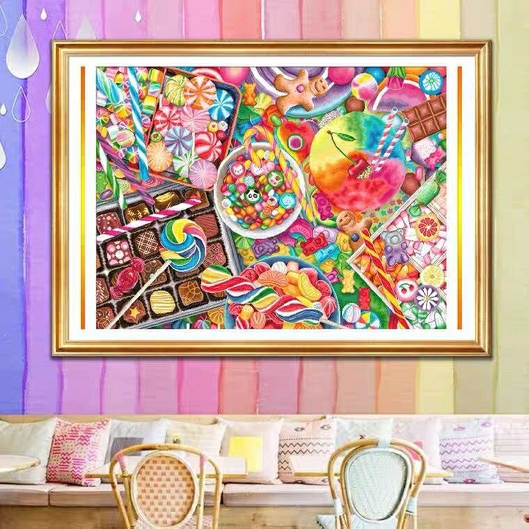 糖果屋十字绣精准印花刺绣满绣45色餐厅卧室线绣