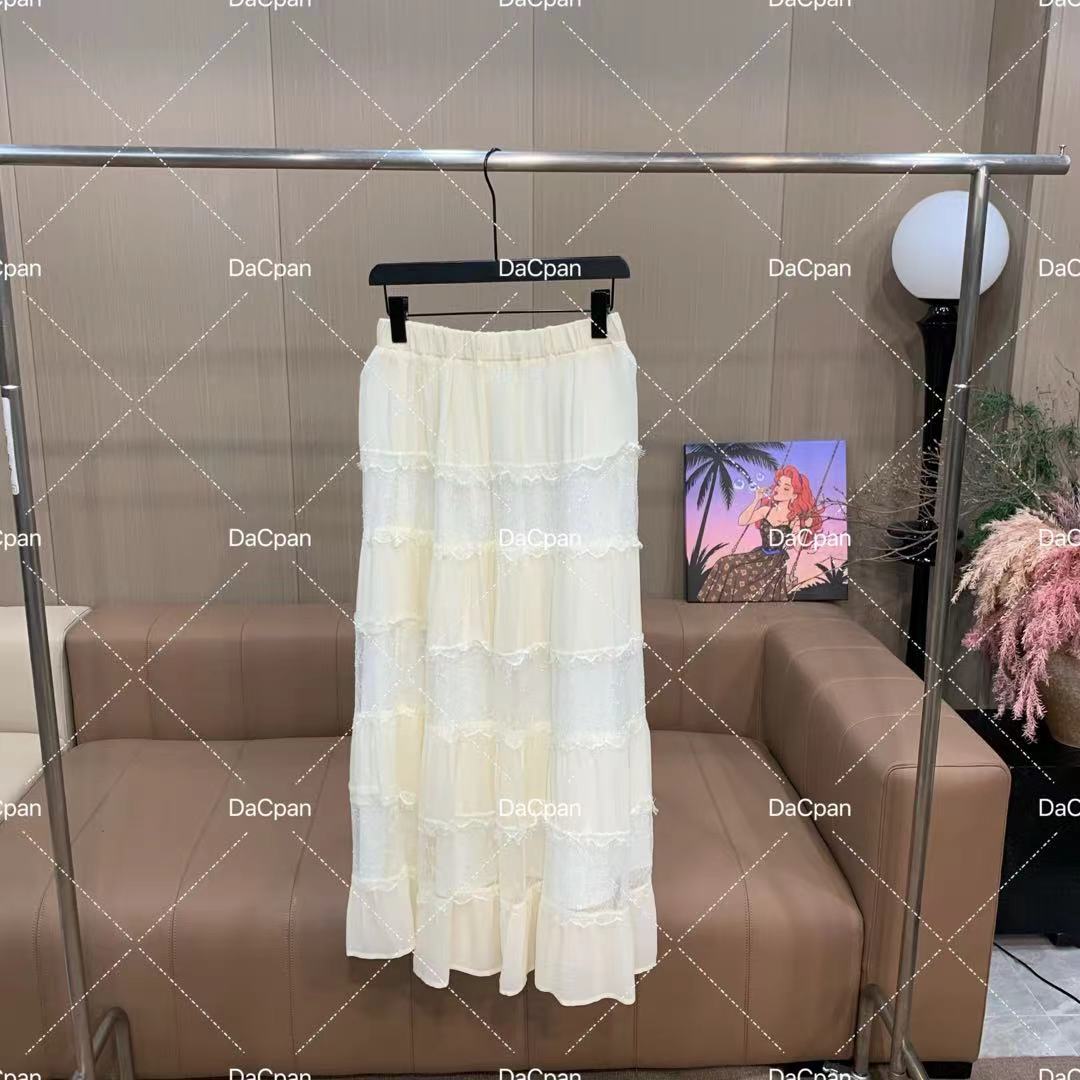 DACPAN-“杏仁盖茶”拼接蕾丝压皱半身裙 2025/盼·25042337