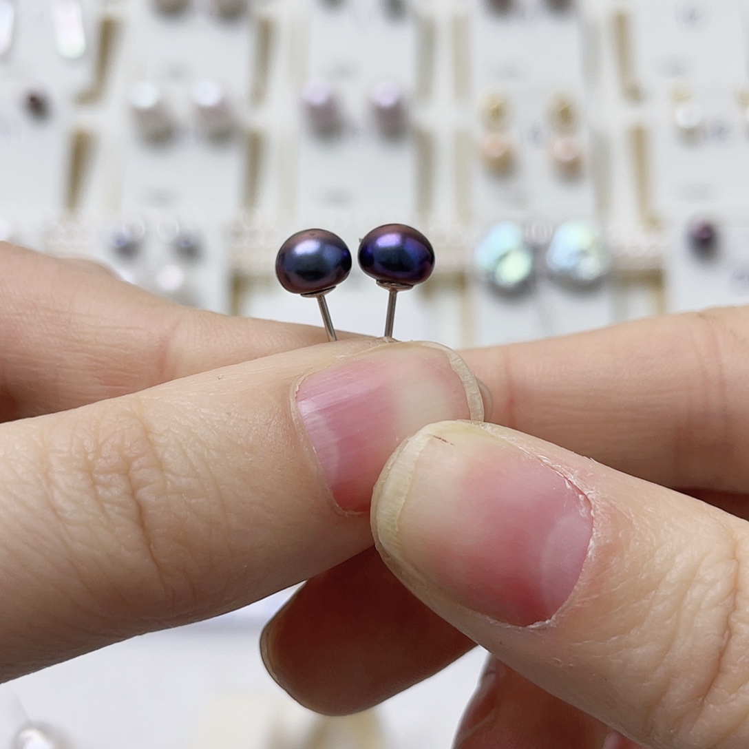 物***青耳饰淡水珍珠银S925镶嵌