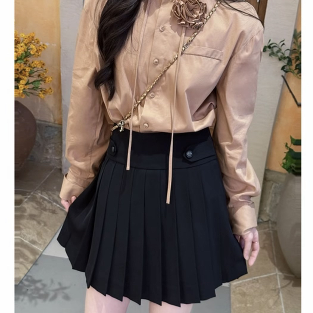 GIRDEAR/「黑巧百褶」哥弟新款质感经典百褶显瘦半身裙女 120053