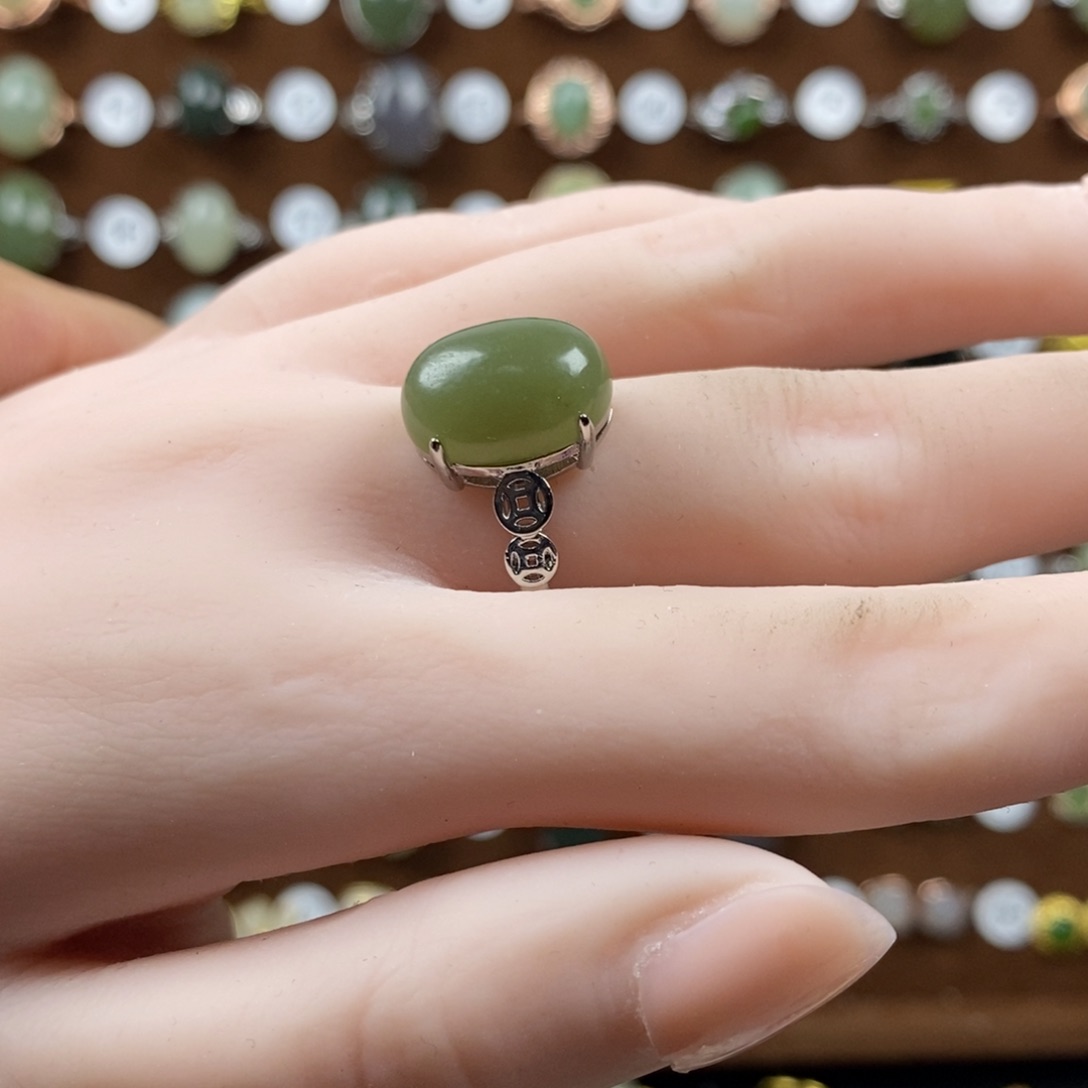 和田玉（青玉）戒指合金