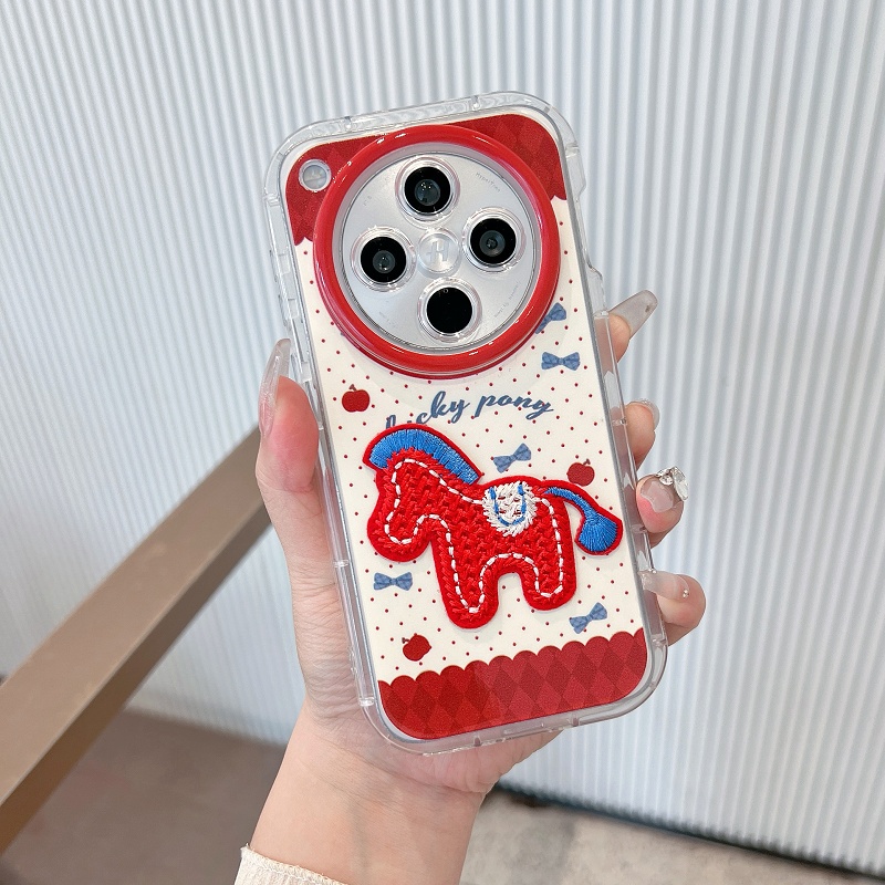 新年波点刺绣红马适用苹果手机壳华为荣耀vivo小米oppo防摔保护套
