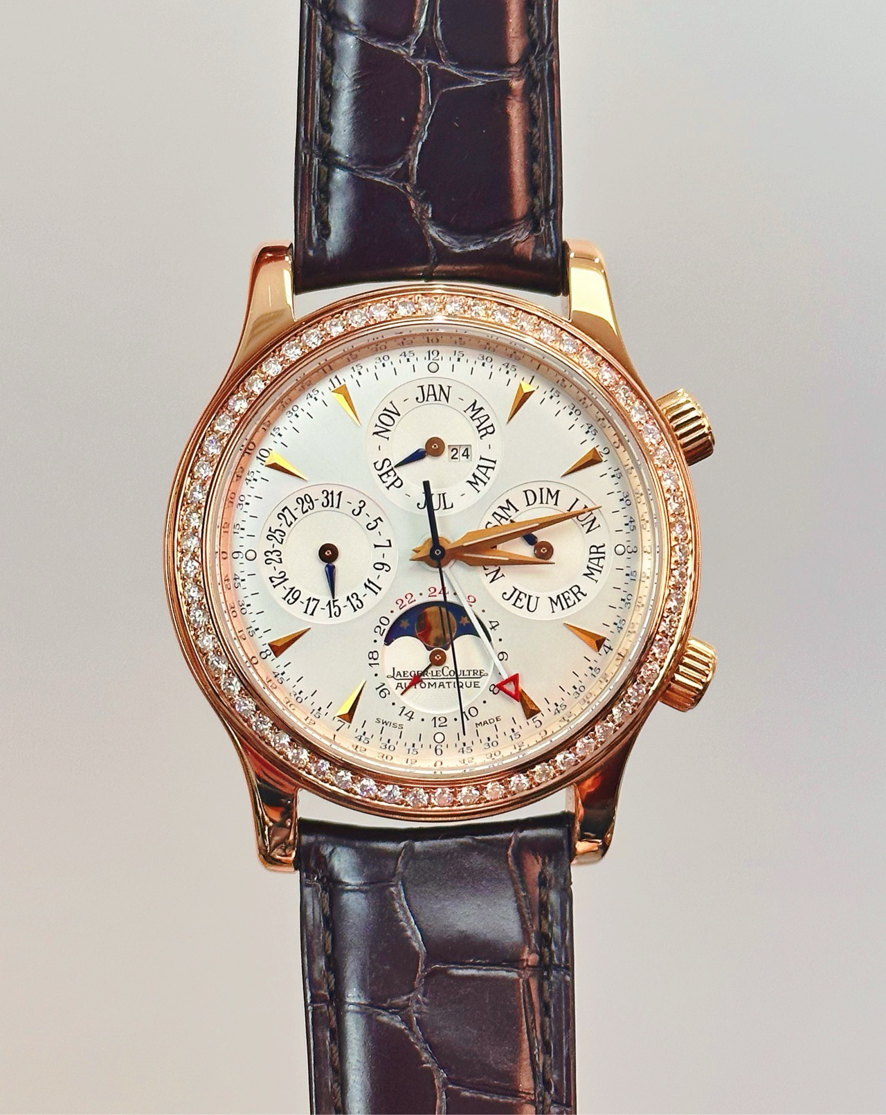 99新 Jaeger-LeCoultre/积家 超卓传统大师系列/万年历加闹铃男表