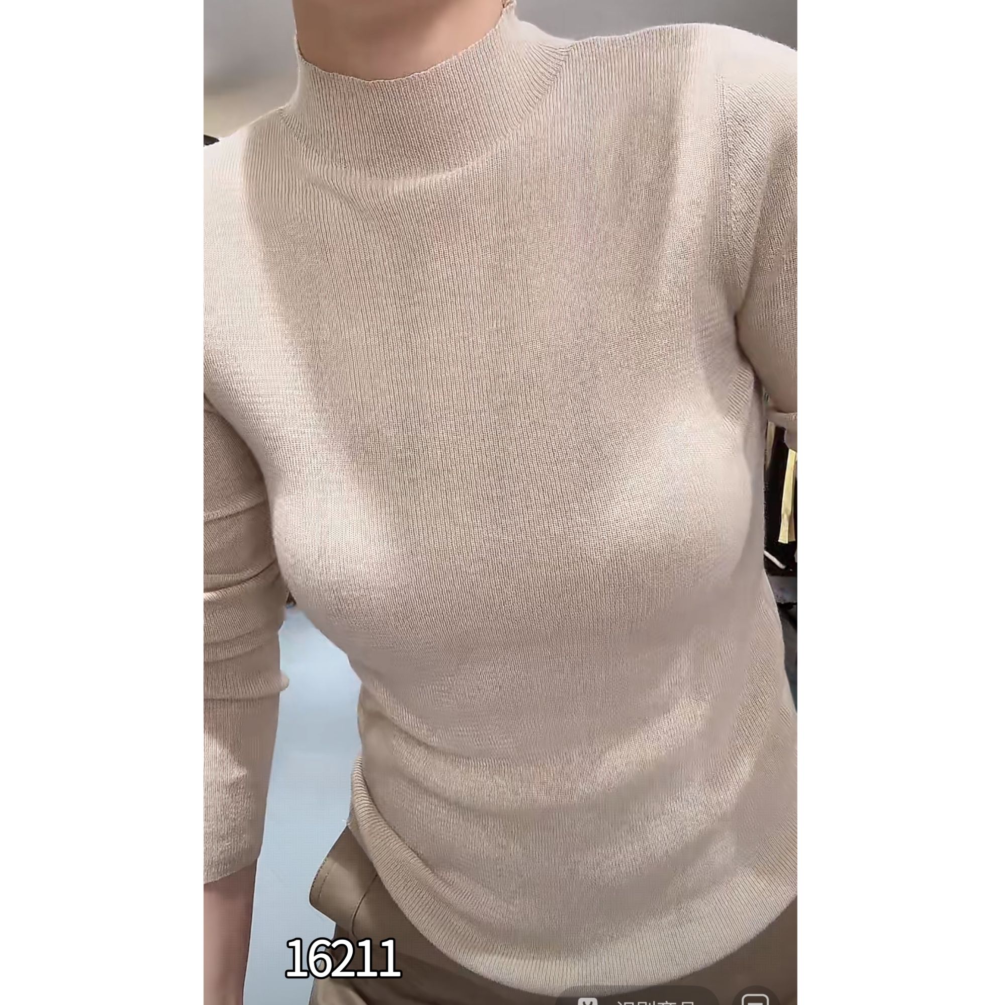 16211 WANGDAN（部分无水洗唛，介意慎拍)净版半高领针织衫