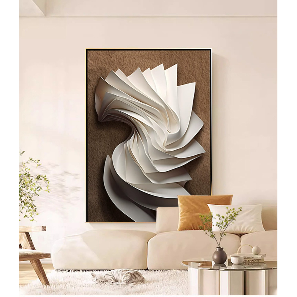 轻奢现代极简风客厅过道玄关装饰画-折痕流光