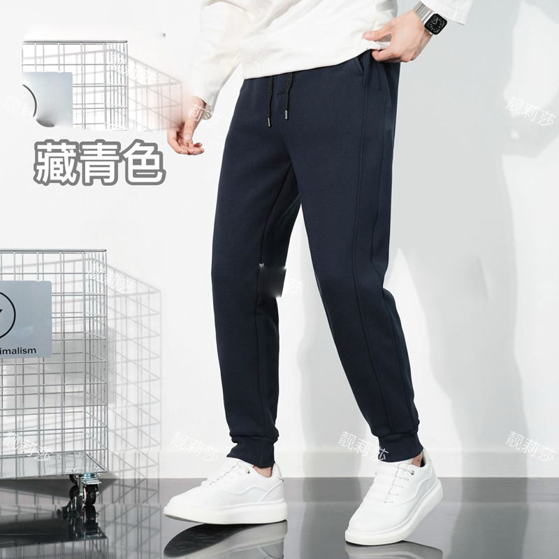 男高级感束脚口加厚加绒休闲裤 2025宽松保暖百搭运动直筒裤 5556