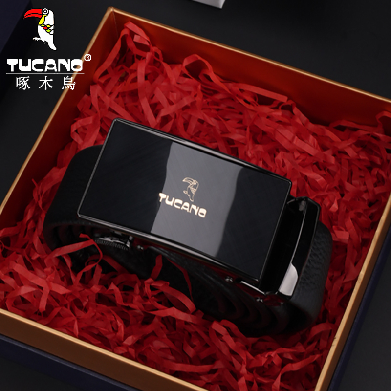 啄木鸟男士皮带2025新款自动扣牛皮腰带商务休闲青年裤带真皮韩版