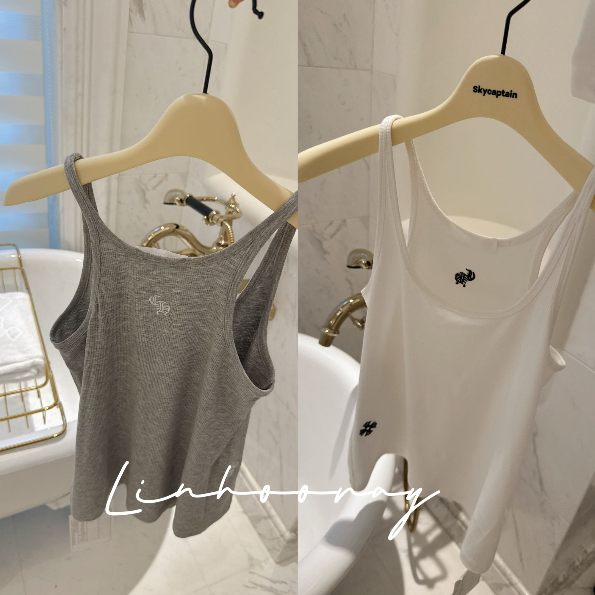 【sKycaptian】25夏日双色定制260g坑条背心遮副乳#SK02347