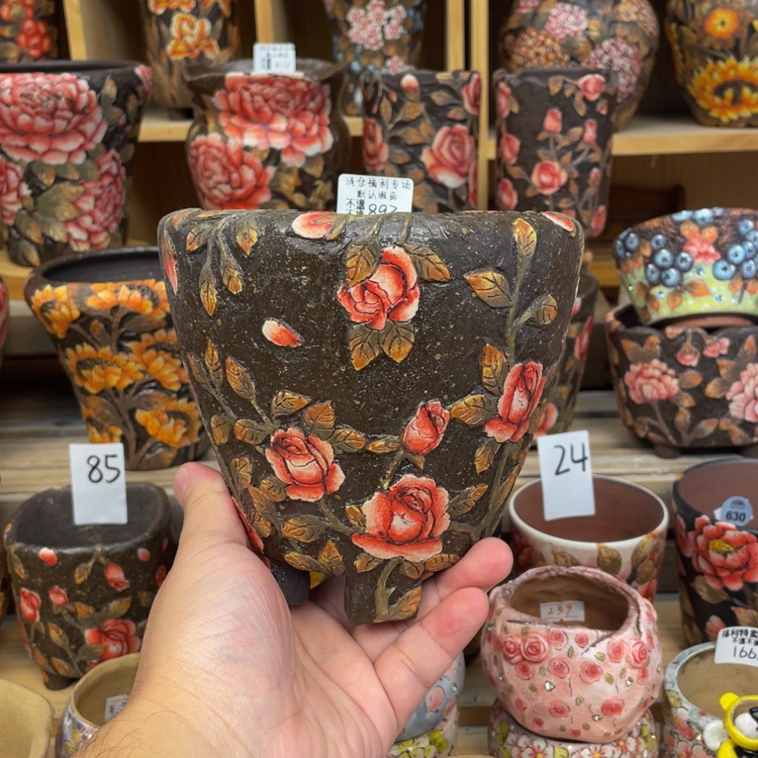 时***转893雕刻满花顶管花盆