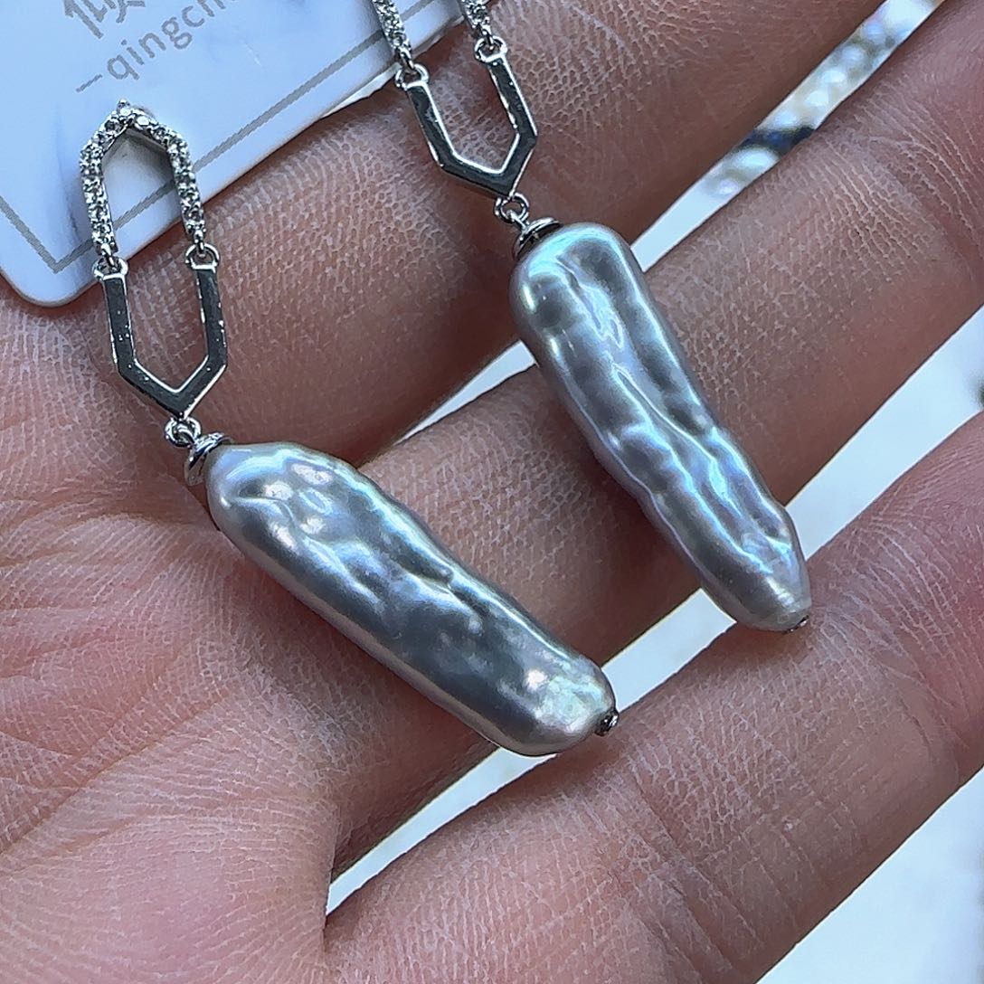 银S925镶嵌项链定制902淡水珍珠