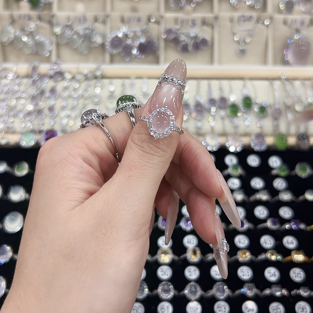 奶****戒指萤石银S925镶嵌