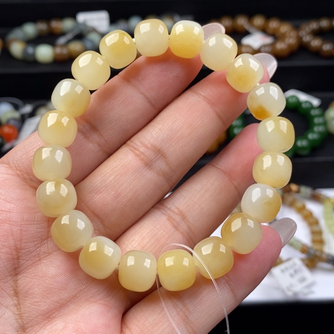 和田玉手串未镶嵌一**草