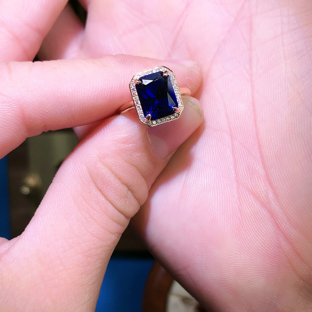 蓝宝石戒指银S925镶嵌