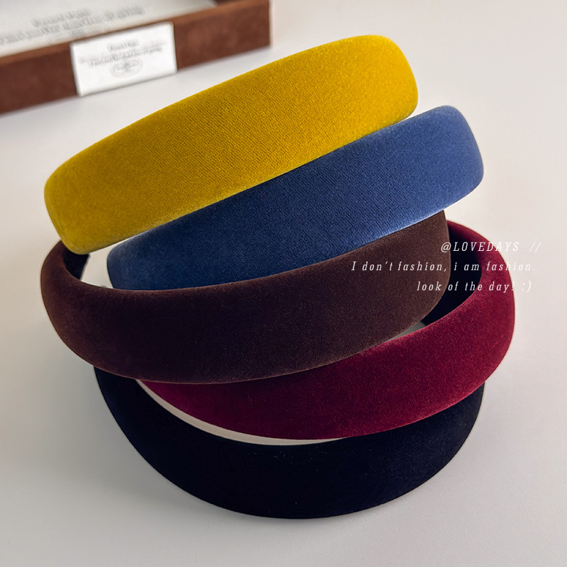 高颅顶复古甜美丝绒发箍女发卡韩版2025新款网红压发宽边头箍头饰