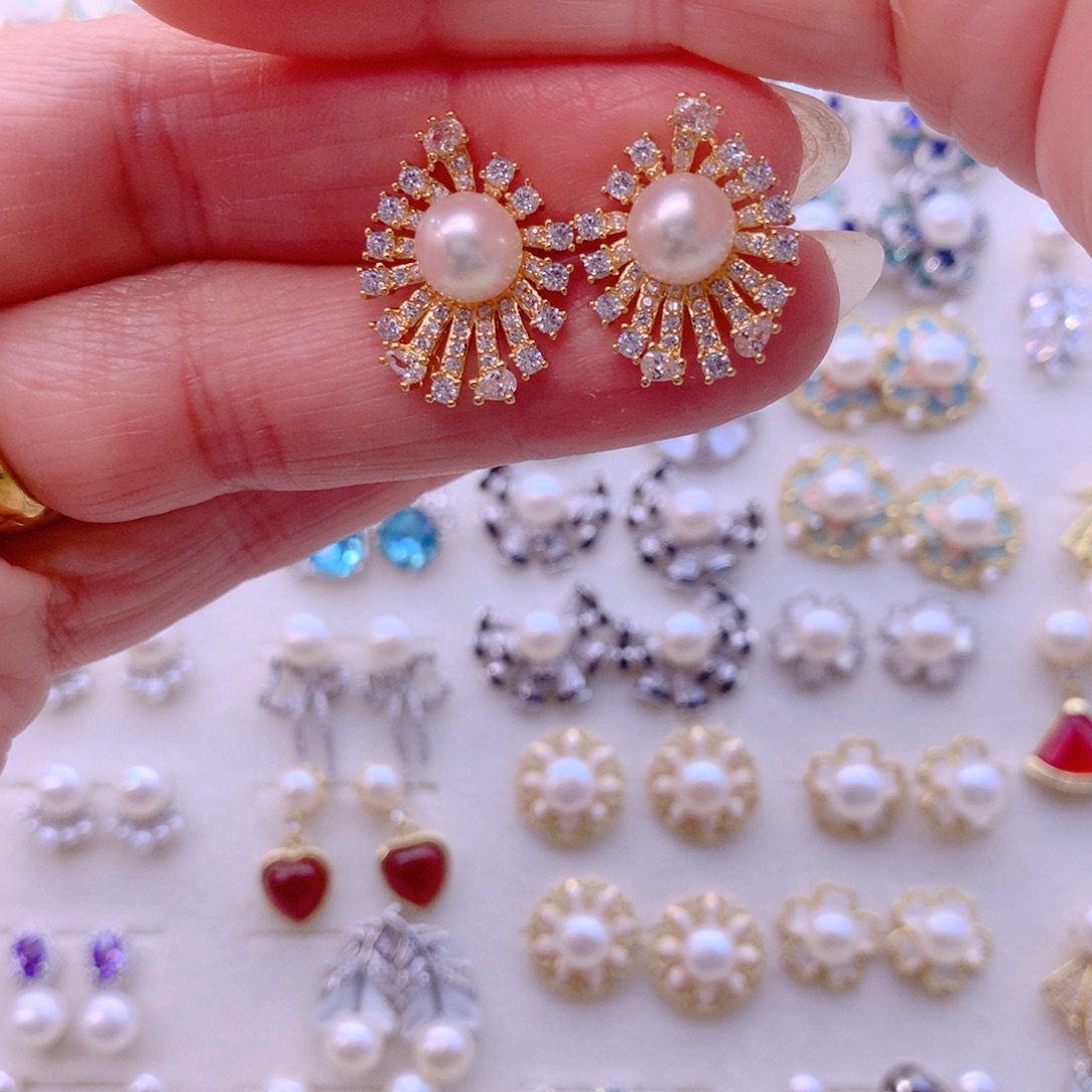 耳饰合金淡水珍珠