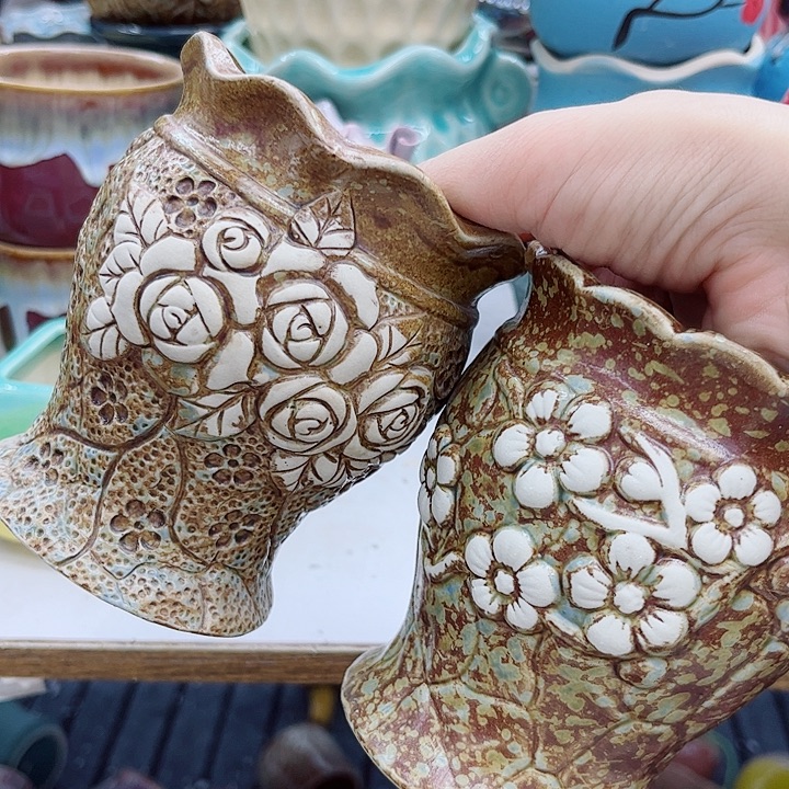 多肉绿植陶瓷花盆9.9包邮，有孔