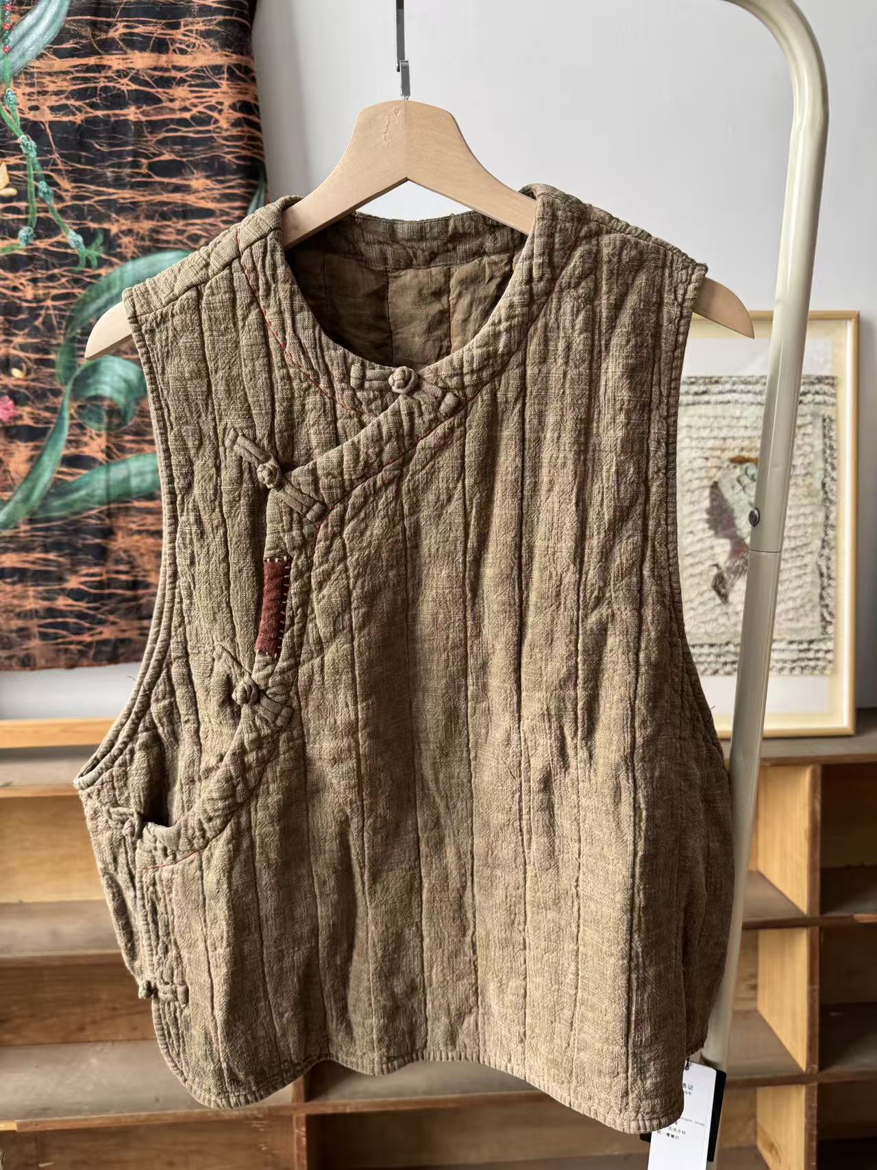 亚麻复古秋冬马甲