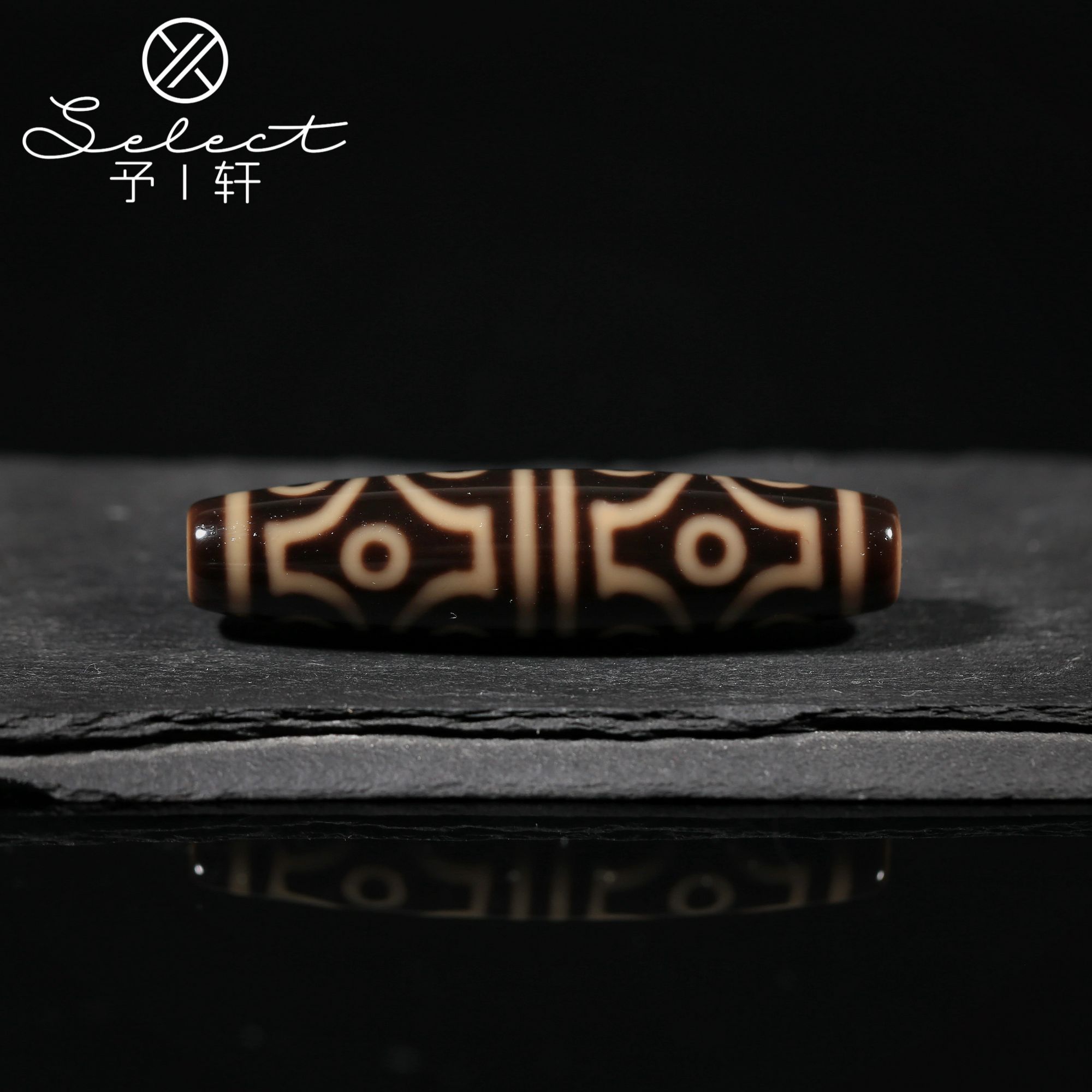 予轩出品；精品梵藏黑金手工台珠十字金刚十二眼58.9*14mm天珠吊坠