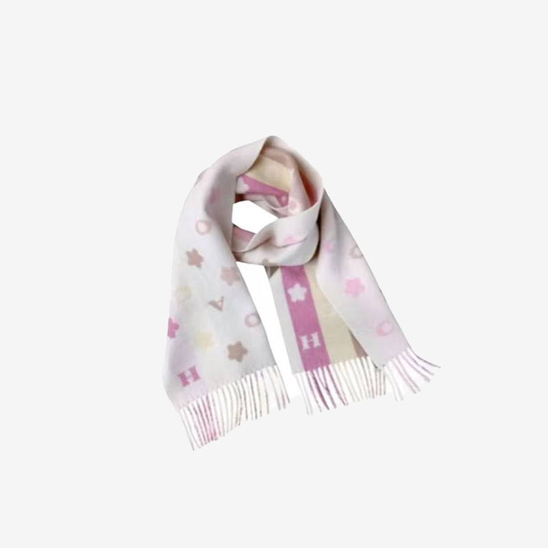 COACH蔻驰流苏星星印花马车图案绒线围巾粉色黑紫色明星同款