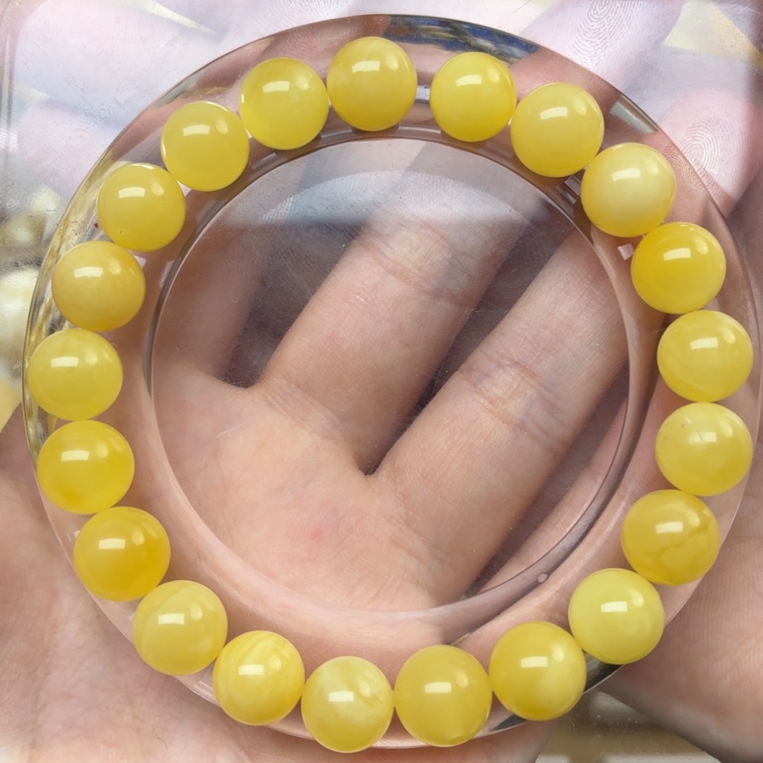 蜜蜡未镶嵌裸石10m圆珠单圈