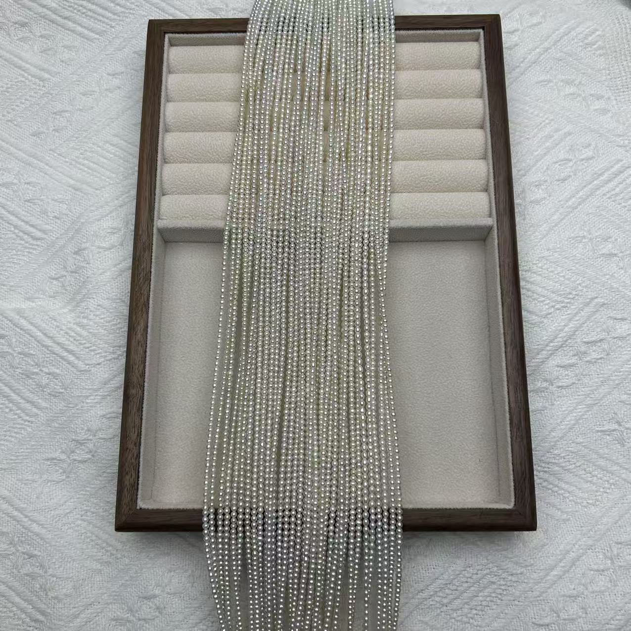 2.5-3mm近圆小米珠天然淡水珍珠38.5cm饰品半成品