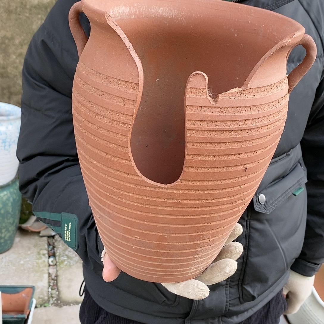 紫砂花盆瑕疵口20高26