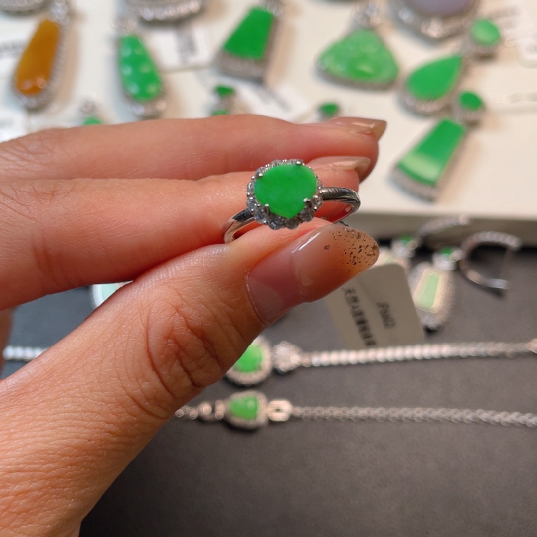 翡翠吊坠(不含链)银S925镶嵌戒指