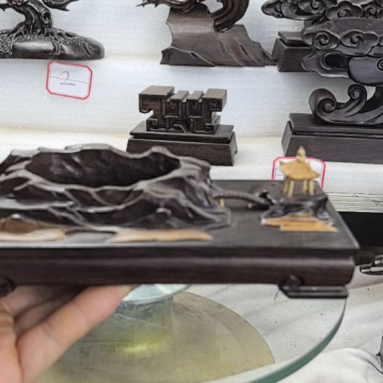 风车木（黑檀木）黑檀木奇石底座