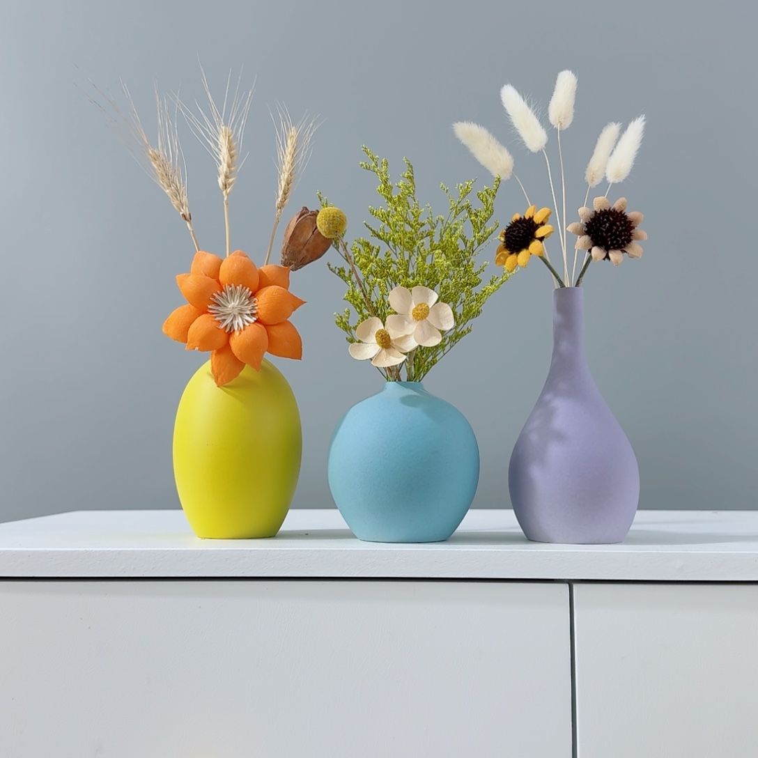 摆件陶瓷花瓶摆件含花总高约20-30cm