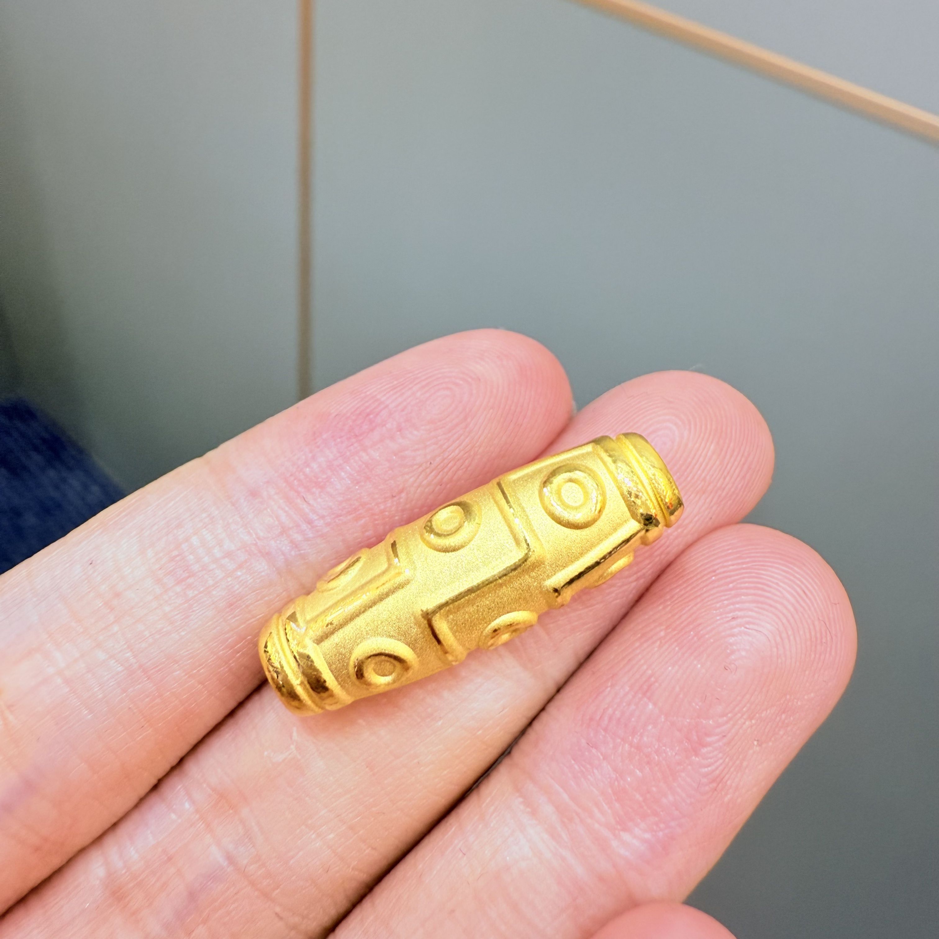 【莹莹专享】足金999 天珠 GP  1.4 纳金添福