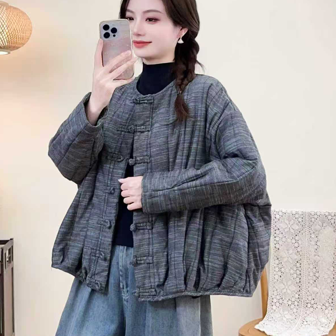 25601冬季新款盘扣加厚休闲棉衣外套