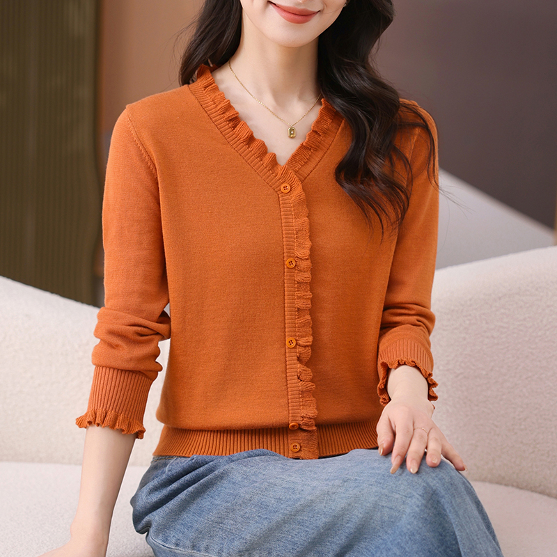 【绵羊毛】纯色假开衫2025春秋新款女薄小衫洋气百搭爆款长袖针织衫