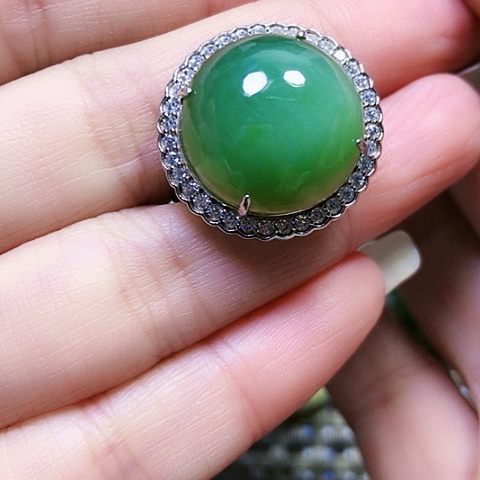 和田玉银S925镶嵌戒指