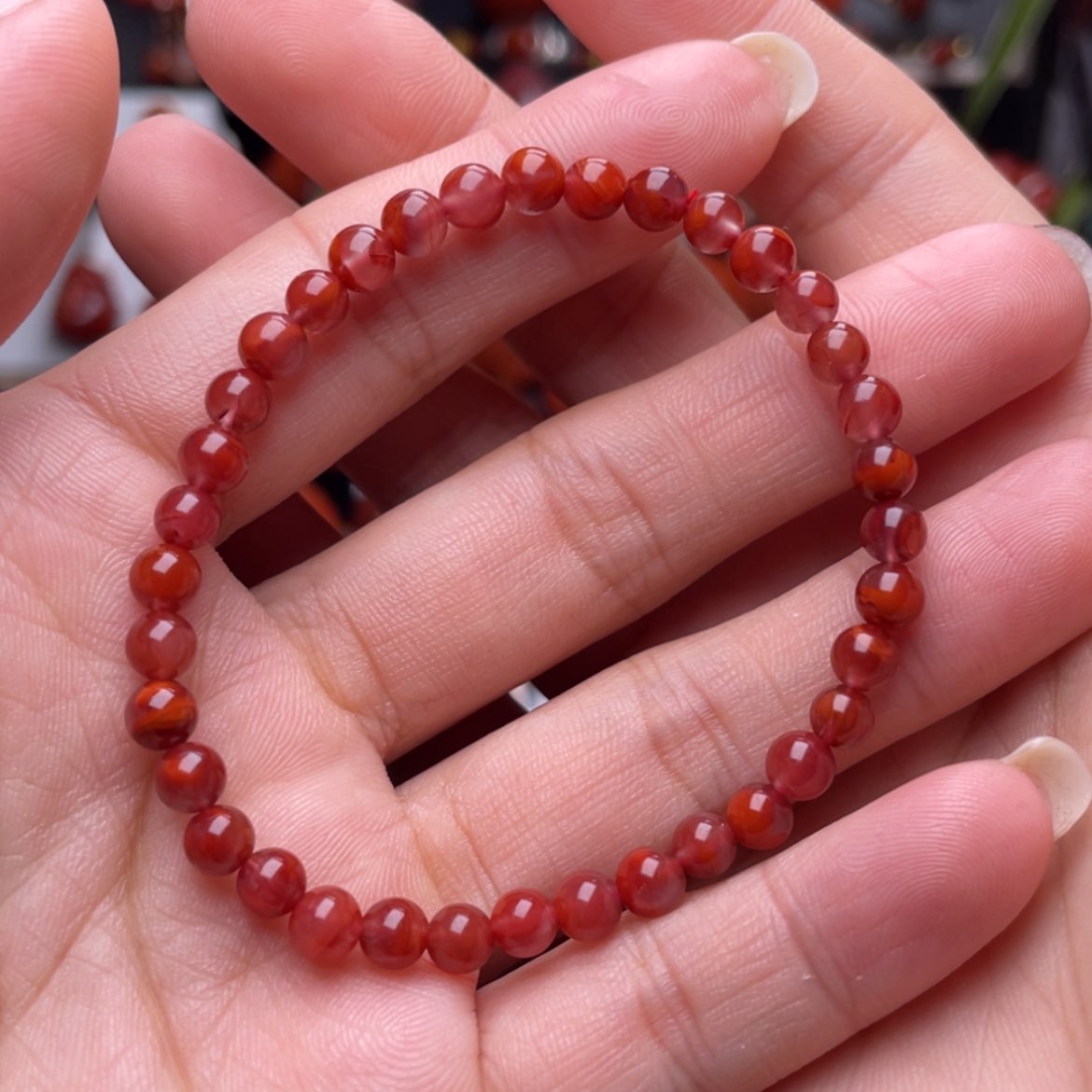 【闪购商品】南红玛瑙5➕牛血红手串未镶嵌