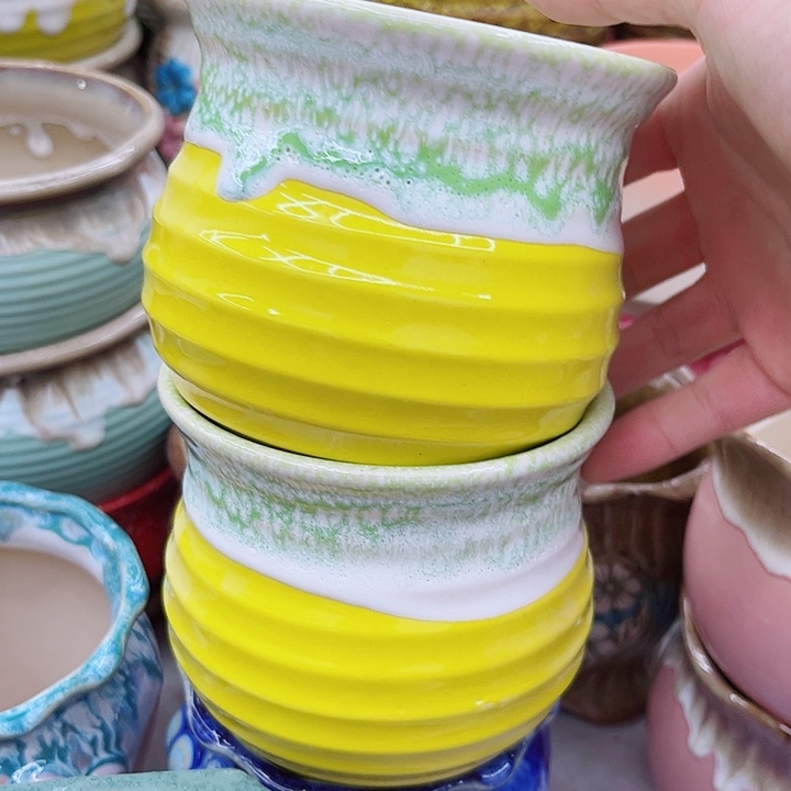 多肉绿植陶瓷花盆9.9包邮，有孔