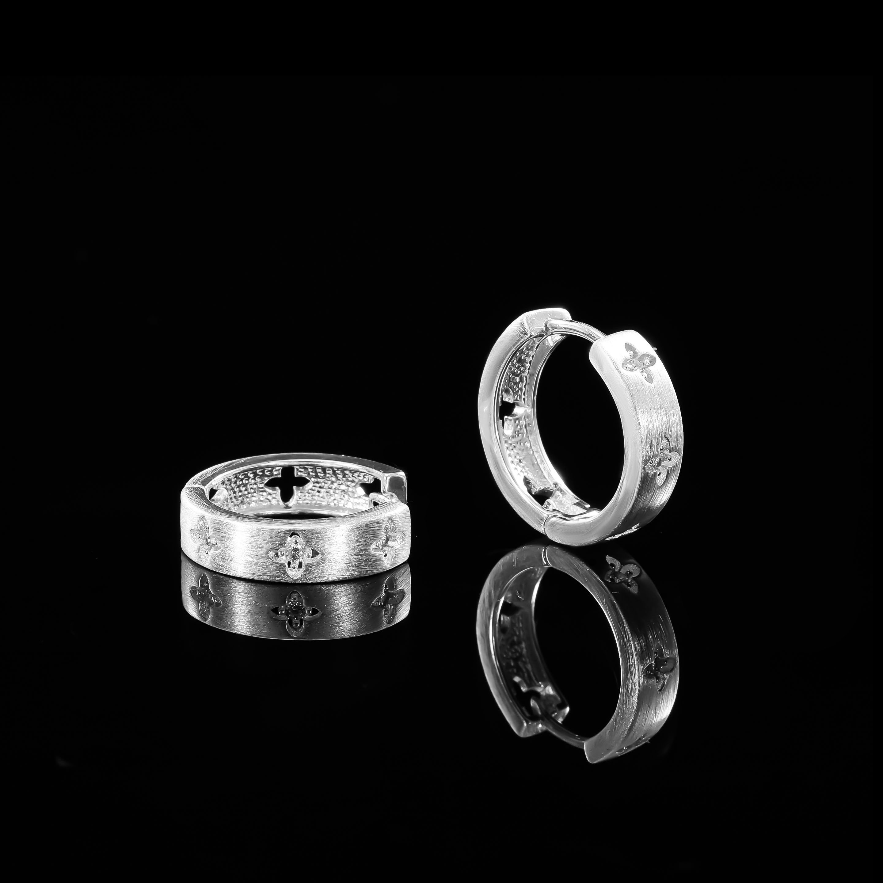 铜合金耳饰 ——木木(KN11）小尖花拉丝耳扣内径13毫米