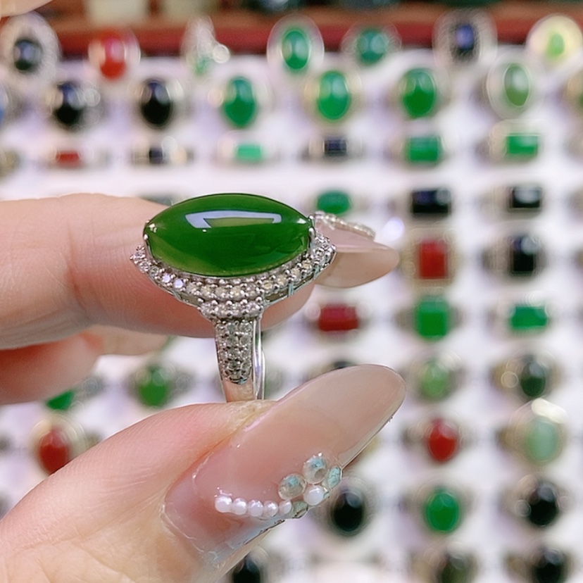 【闪购商品】银S925镶嵌戒指和田玉期*