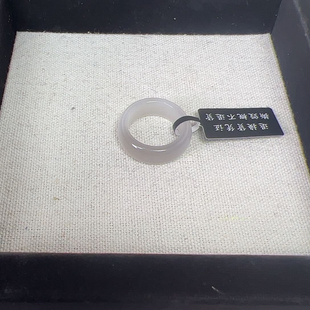 和田玉戒指未镶嵌13号烟紫+雾白半山水