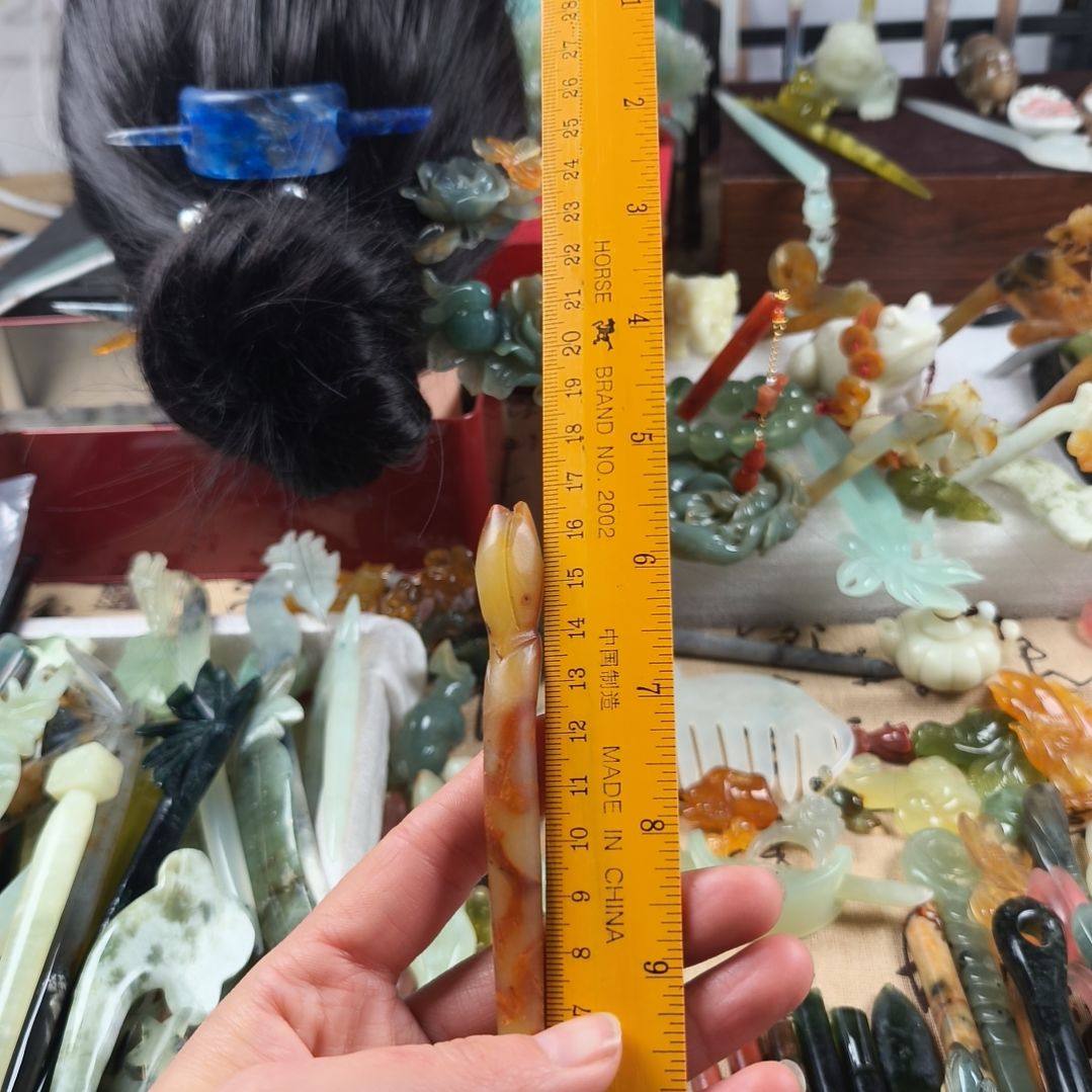 蛇纹石玉发饰合金