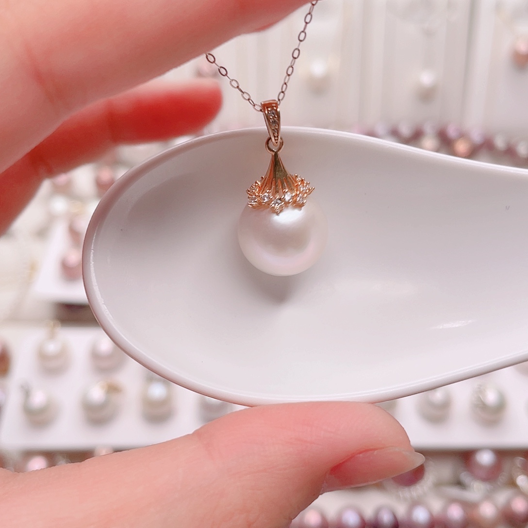 吊坠(不含链)银S925镶嵌淡水珍珠