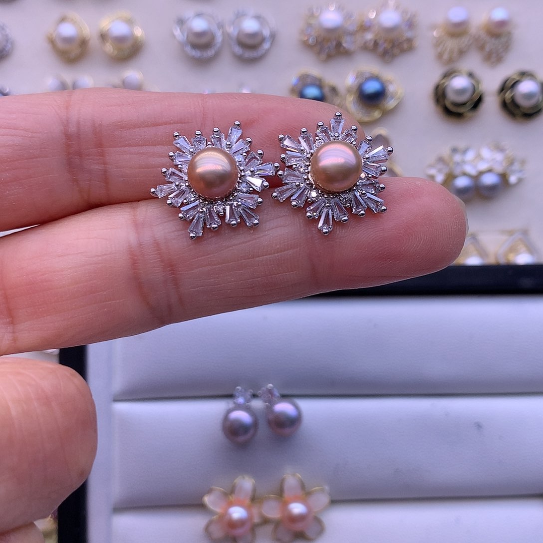 淡水珍珠耳饰合金