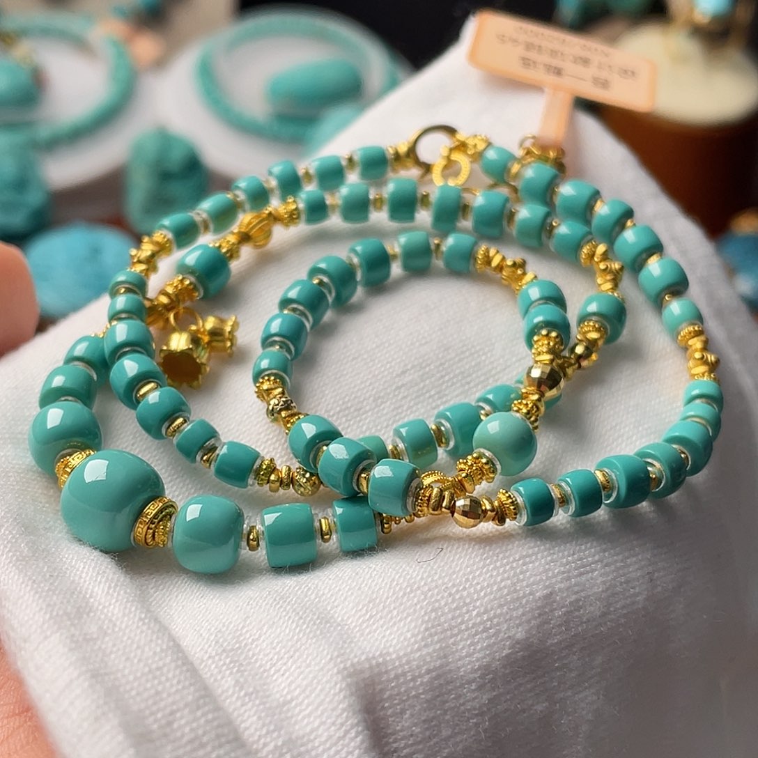 绿松石珠宝奇石18K金镶嵌