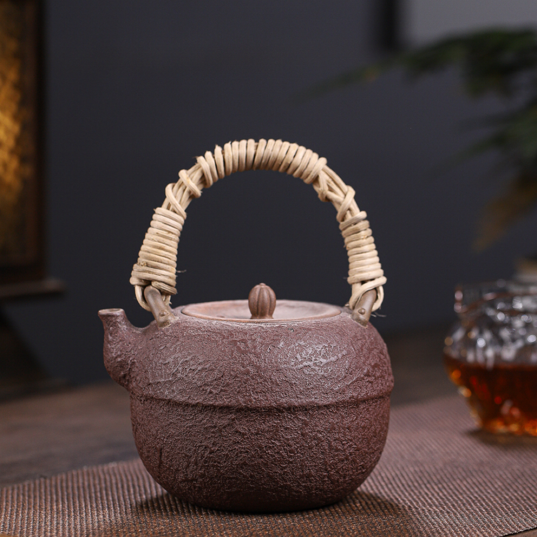 仿铁器老段泥紫泥绞泥工艺紫砂提梁壶