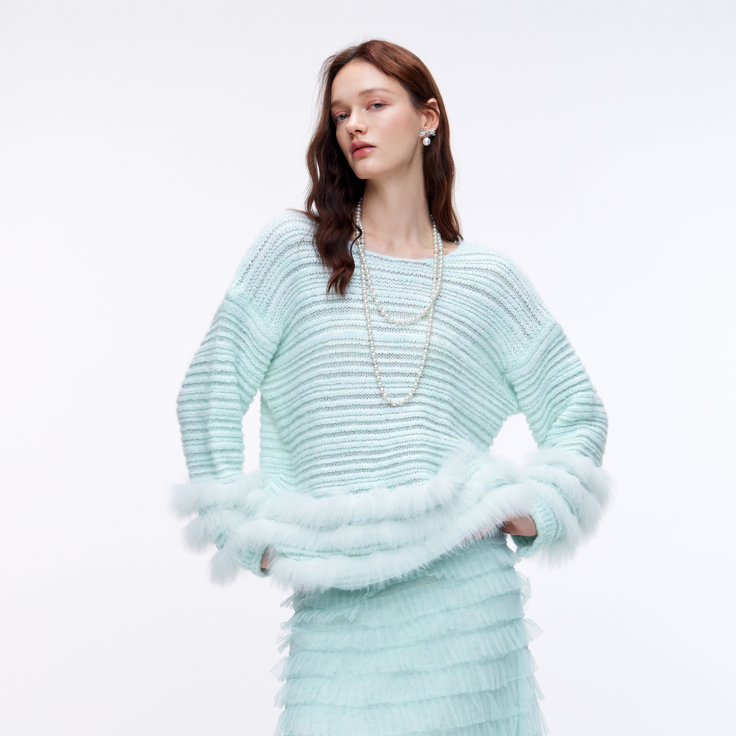 MISSCOCOON毛衣25冬毛绒蓝色针织衫4194